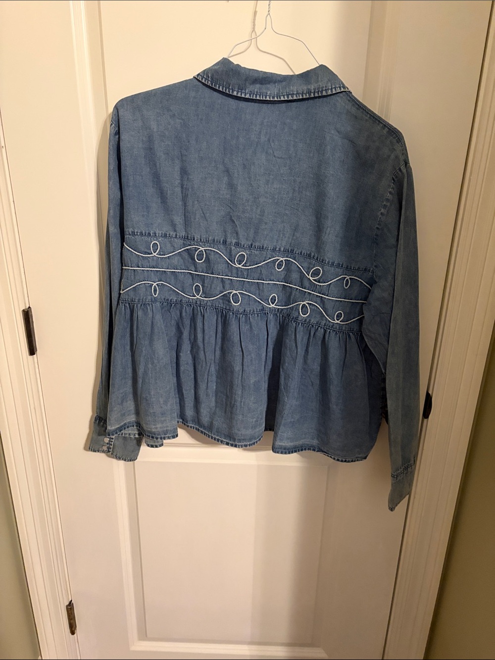 2FlyCo Blue Denim Button-Down Peplum Shirt - Picture 4 of 7